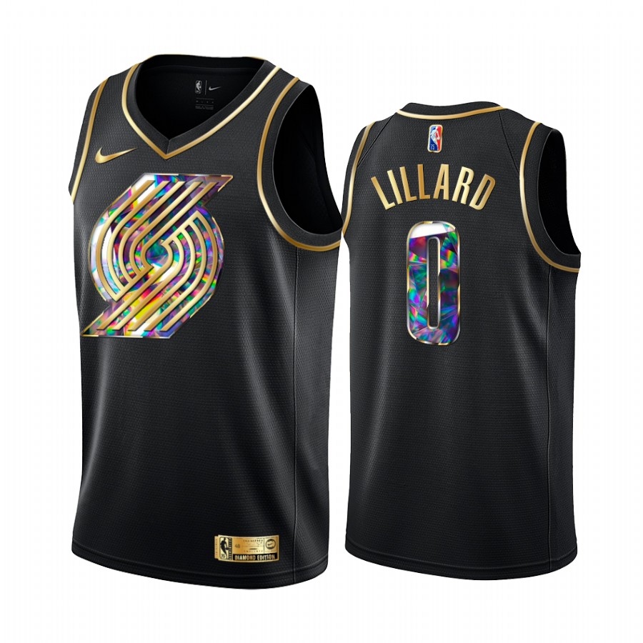 Blazers Damian Lillard NBA 75th Anniversary Team Jersey Black Diamond Edition