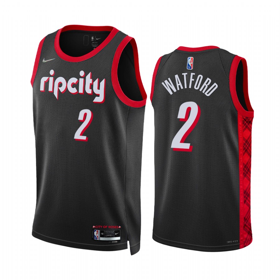 Blazers Trendon Watford City Edition Black 2021-22 Jersey 75th Season Diamond