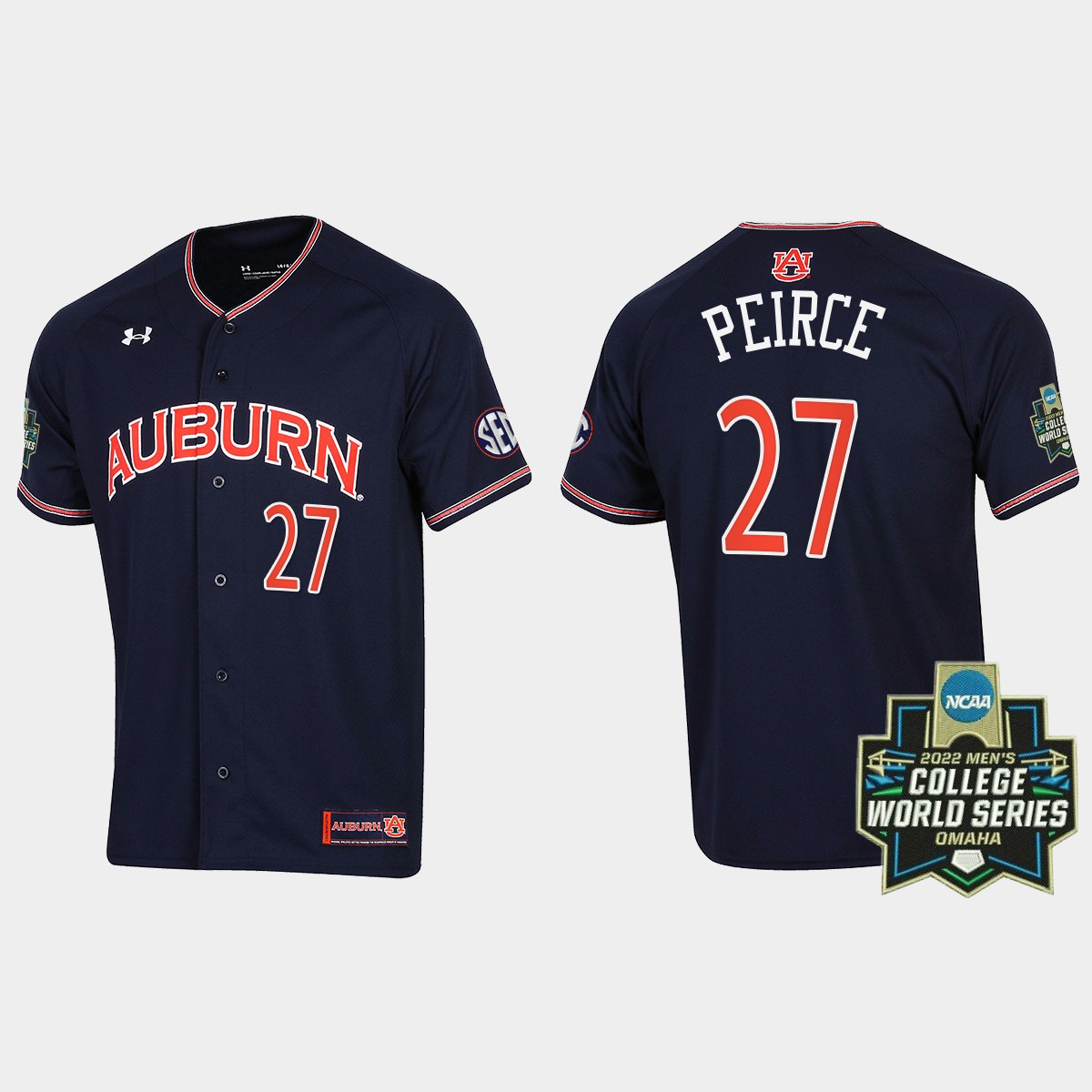 Bobby Peirce Auburn Tigers 2022 World Series  Jersey - Navy