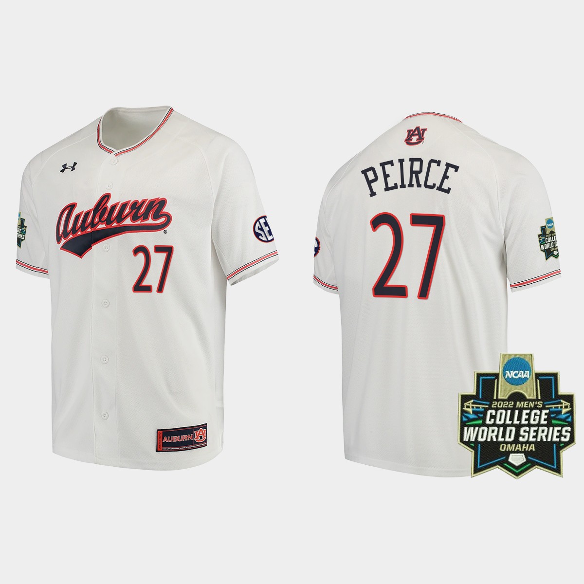 Bobby Peirce Auburn Tigers 2022 World Series  Jersey - White