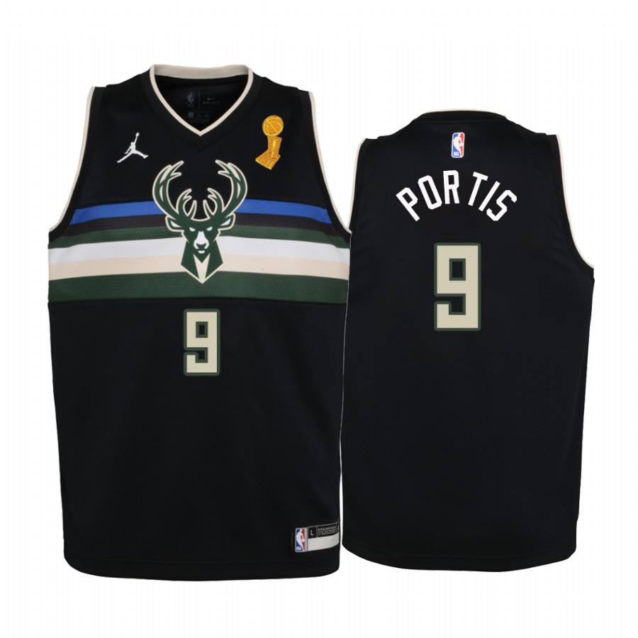 Bobby Portis Milwaukee Bucks Black 2021 NBA Finals Champions Youth Jersey