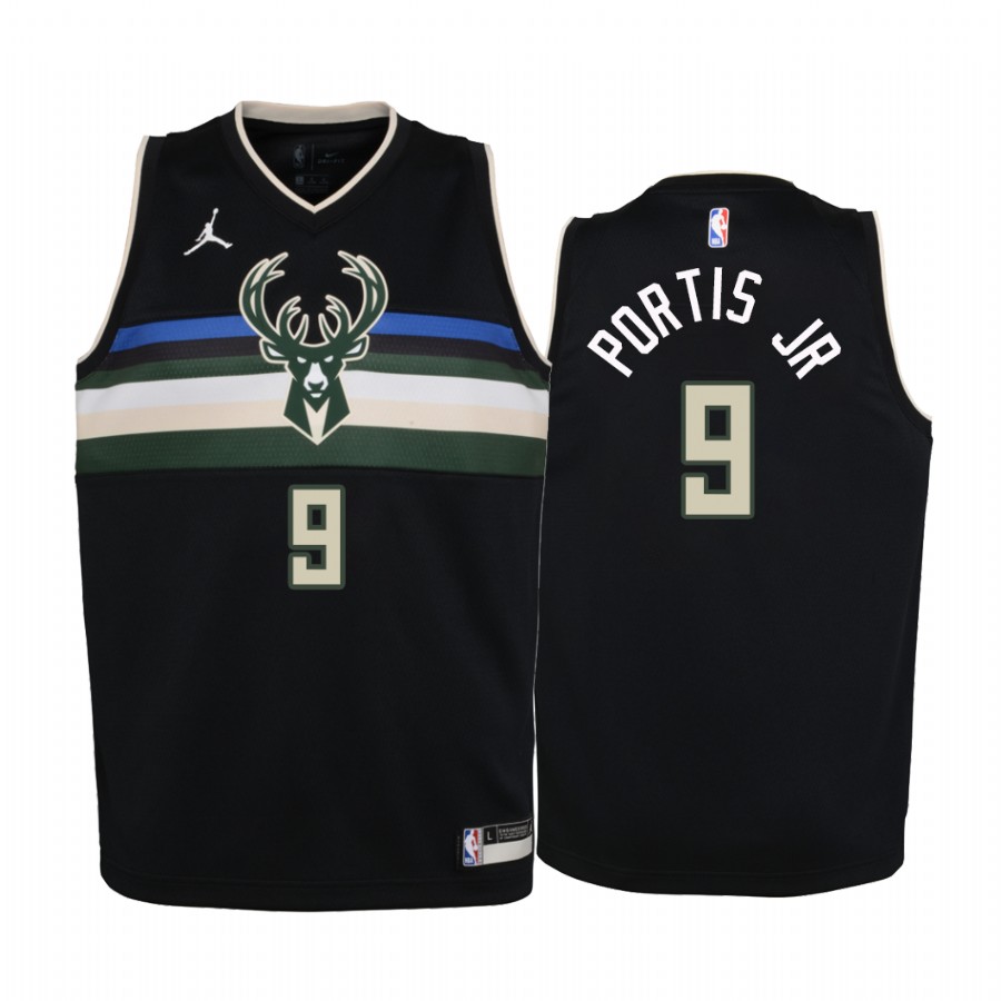 Bobby Portis Milwaukee Bucks Youth Black Statement Jersey 2020 Trade