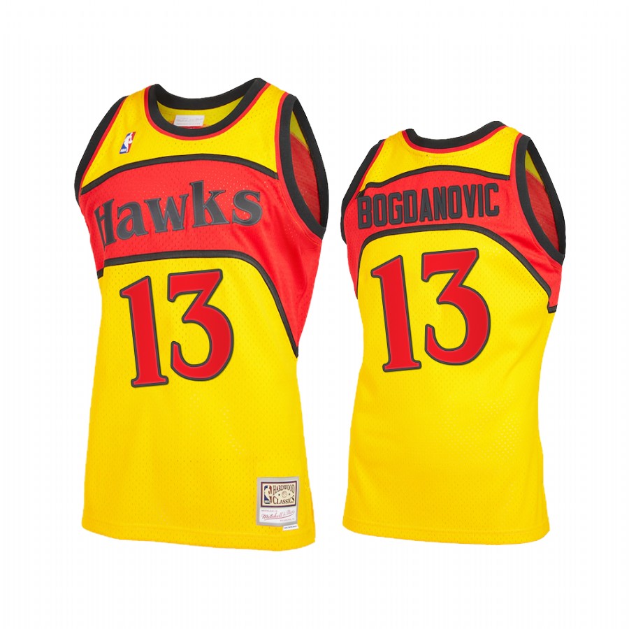 Bogdan Bogdanovic 13 Atlanta Hawks 2021 Reload 2.0 Yellow Jersey Throwback