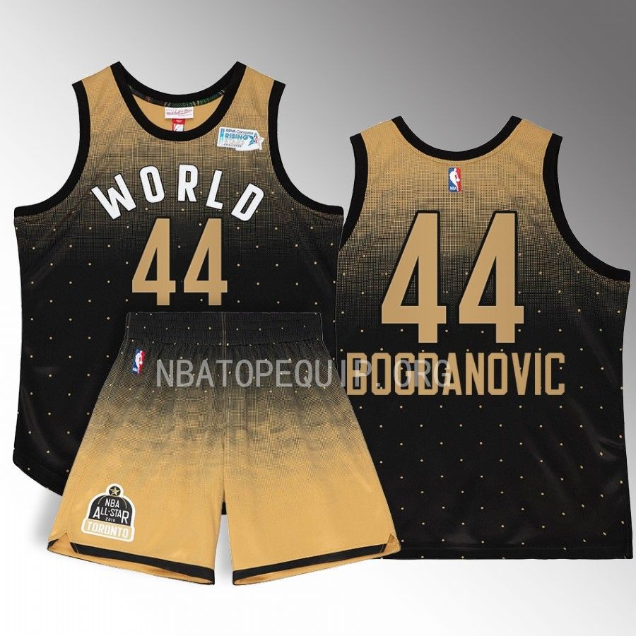 Bojan Bogdanovic All-Star World Jersey 2016 NBA Rising Stars Black Gold #44 Shorts Set
