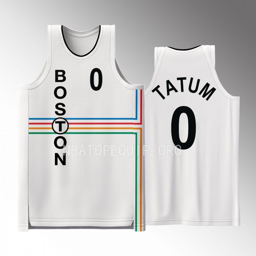 Boston Celtics #0 Jayson Tatum Drop The T White Jersey Fashion