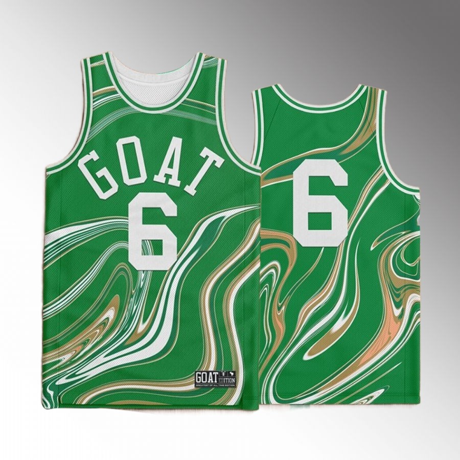 Boston Celtics #6 Bill Russell GOATed Green Jersey Limited Edition