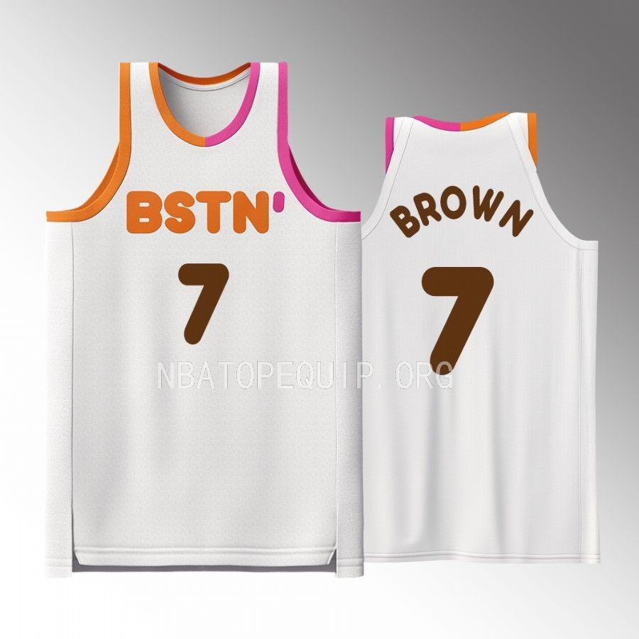 Boston Celtics #7 Jaylen Brown Drop Dunkin White Jersey Fashion