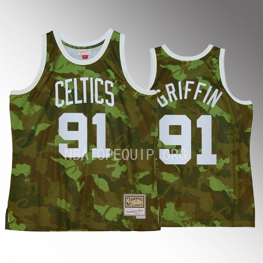 Boston Celtics Blake Griffin Green Ghost Camo Men Jersey Hardwood Classics