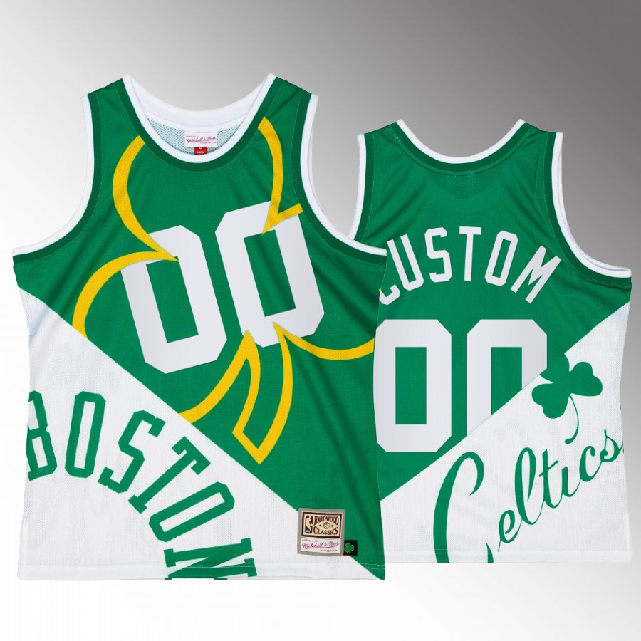 Boston Celtics Custom Big Face 5.0 Men's Tank Top Two-Tone Fashion White Green Jersey Shirt