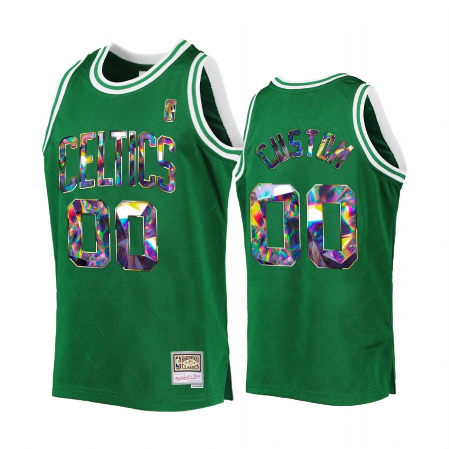 Boston Celtics Custom Green NBA 75th Diamond Anniversary Men Jersey Throwback