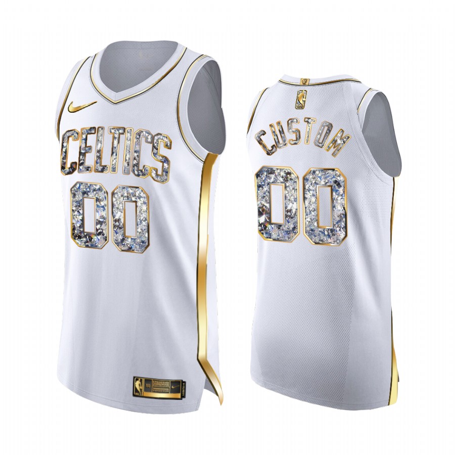 Boston Celtics Custom White Diamond Edition Jersey 2022 NBA Playoffs #00