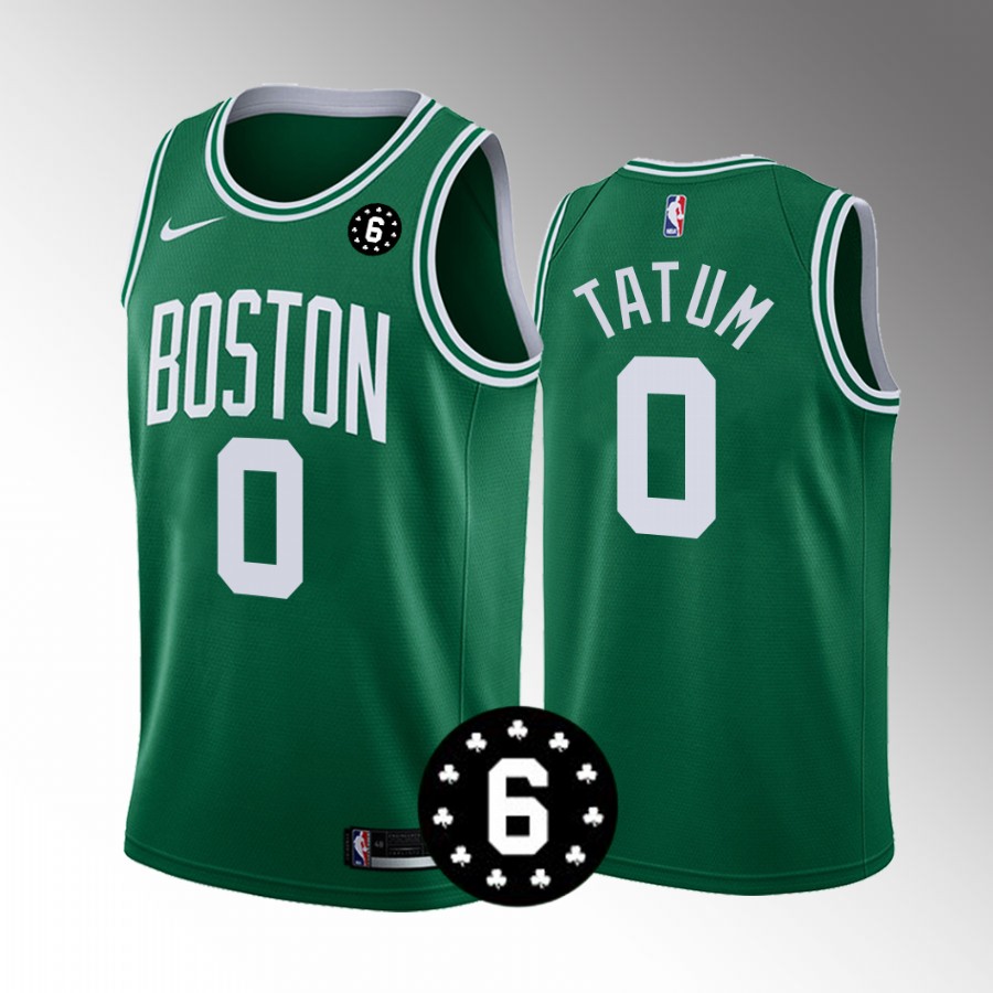 Boston Celtics Forever NO.6 Patch Jayson Tatum #0 Green Jersey