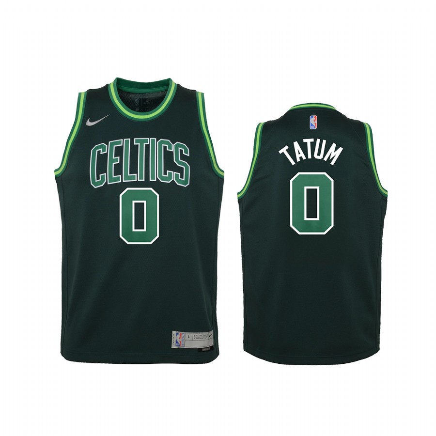 Boston Celtics Jayson Tatum 2021 Earned Edition Green Youth Jersey Swingman #0