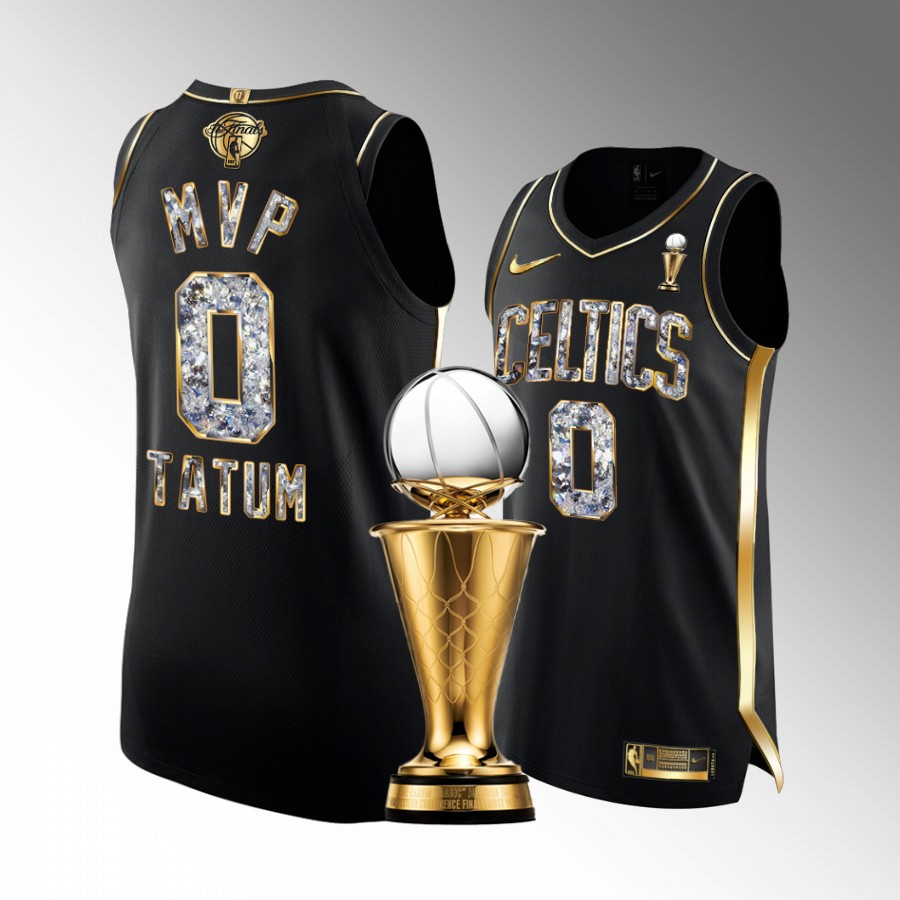 Boston Celtics Jayson Tatum Jersey Larry Bird MVP 2022 #0 Black Diamond
