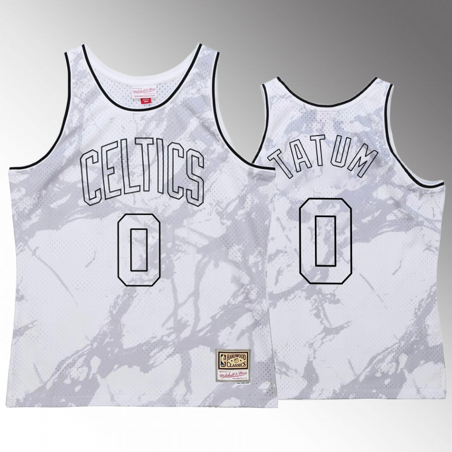 Boston Celtics Jayson Tatum Marble #0 White Hardwood Classics Jersey