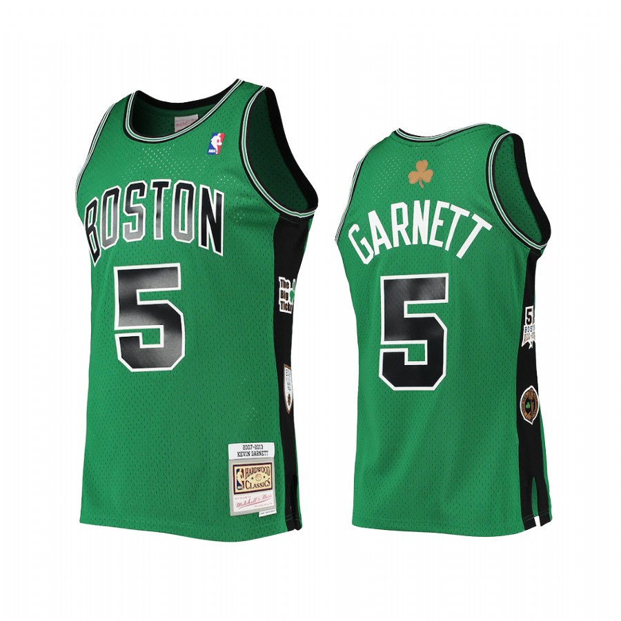 Boston Celtics Kevin Garnett Hardwood Classics 2007-13 #5 Green HOF Player Jersey
