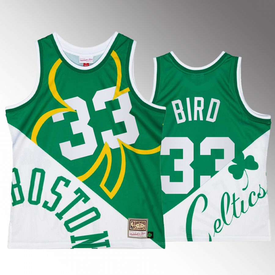 Boston Celtics Larry Bird Big Face 5.0 Men's Tank Top Two-Tone Fashion White Green Jersey Shirt