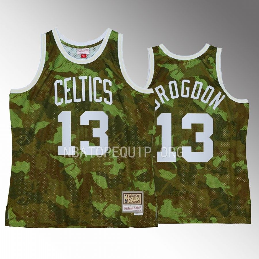 Boston Celtics Malcolm Brogdon Green Ghost Camo Men Jersey Hardwood Classics