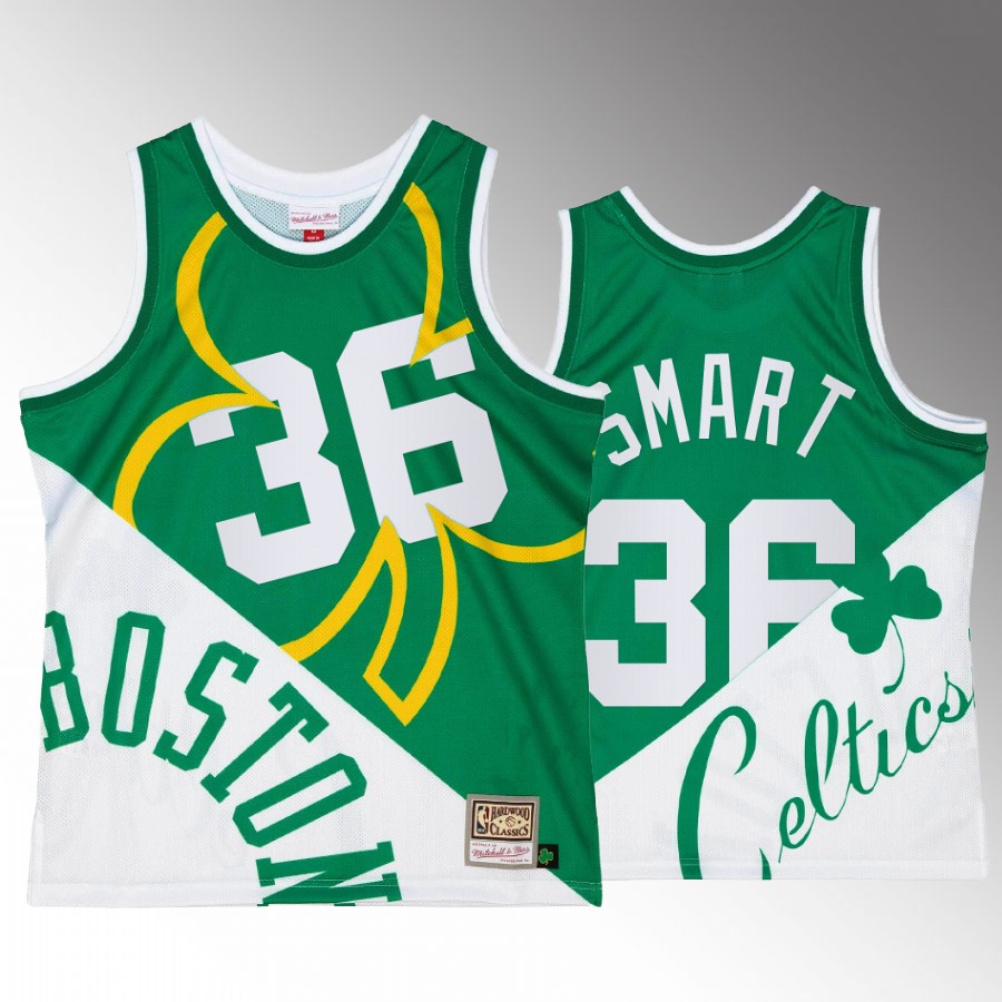 Boston Celtics Marcus Smart Big Face 5.0 Men's Tank Top Two-Tone Fashion White Green Jersey Shirt