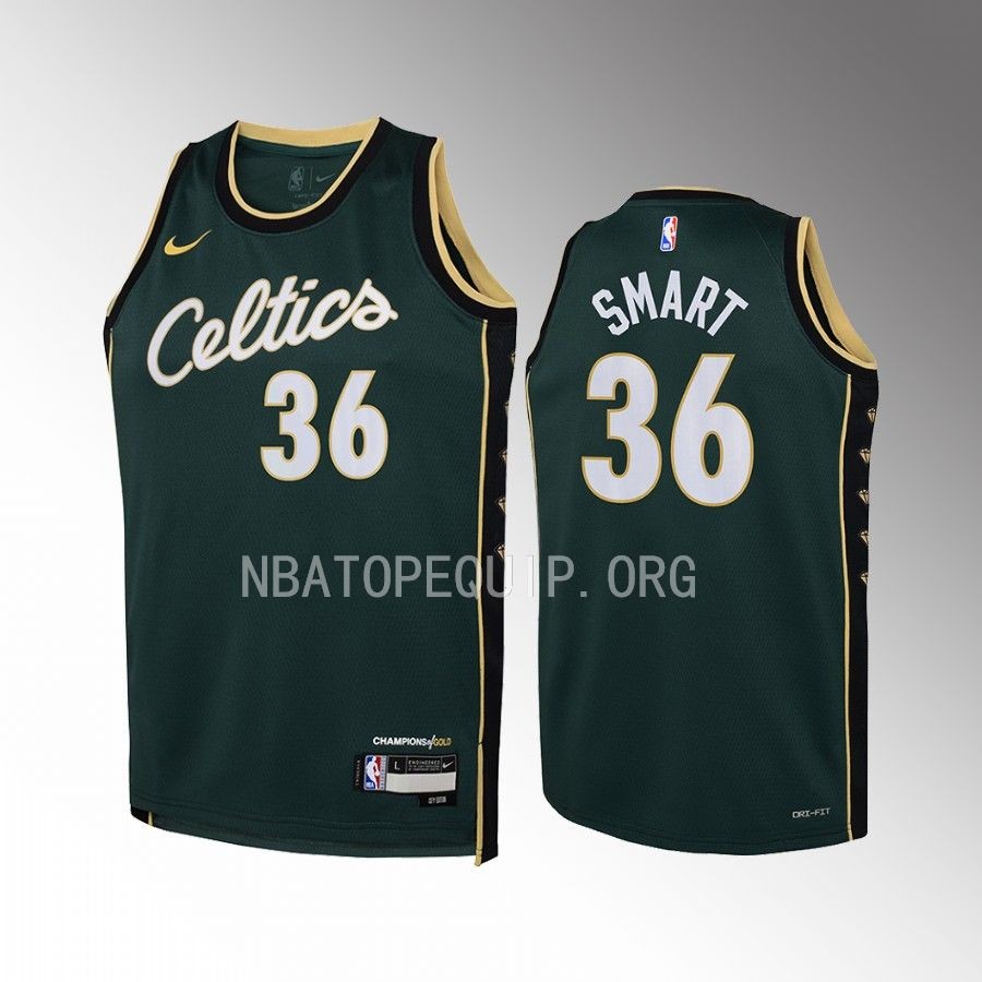 Boston Celtics Marcus Smart City Edition Green Youth Jersey Swingman #36