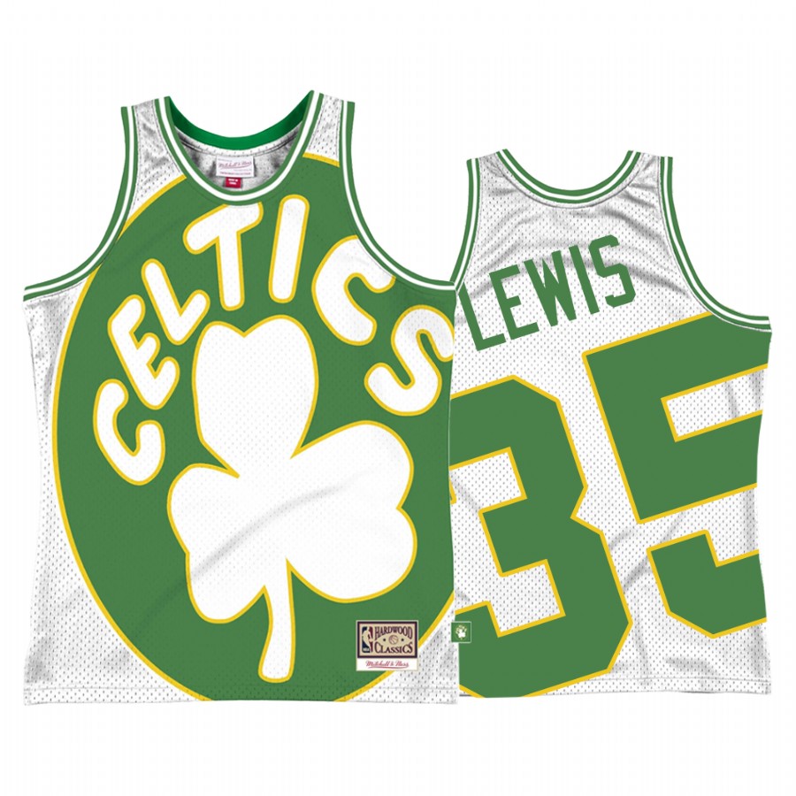 Boston Celtics Reggie Lewis #35 White Big Face 2.0 Jersey