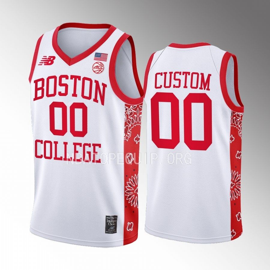 Boston College Eagles Custom Jersey 2022-23 Red Bandanna White For Welles Uniform