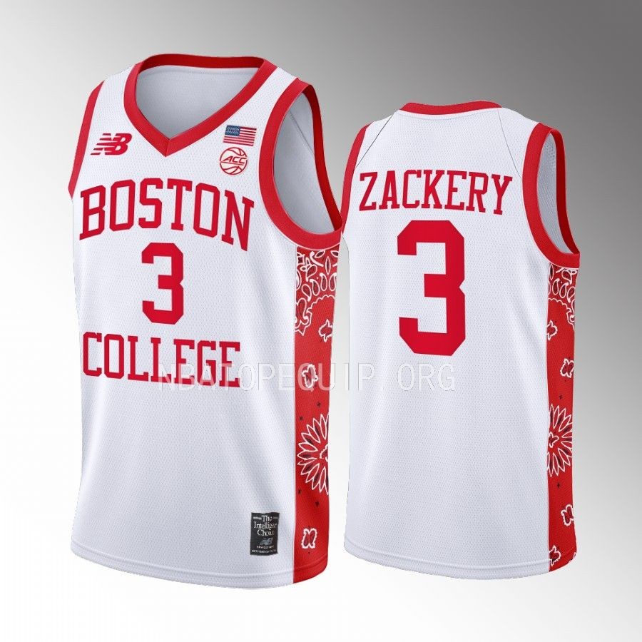 Boston College Eagles Jaeden Zackery Jersey 2022-23 Red Bandanna White For Welles Uniform