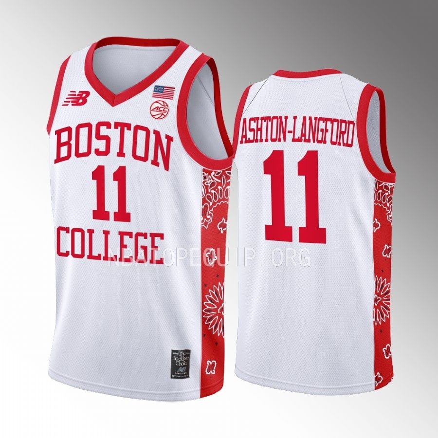 Boston College Eagles Makai Ashton-Langford Jersey 2022-23 Red Bandanna White For Welles Uniform