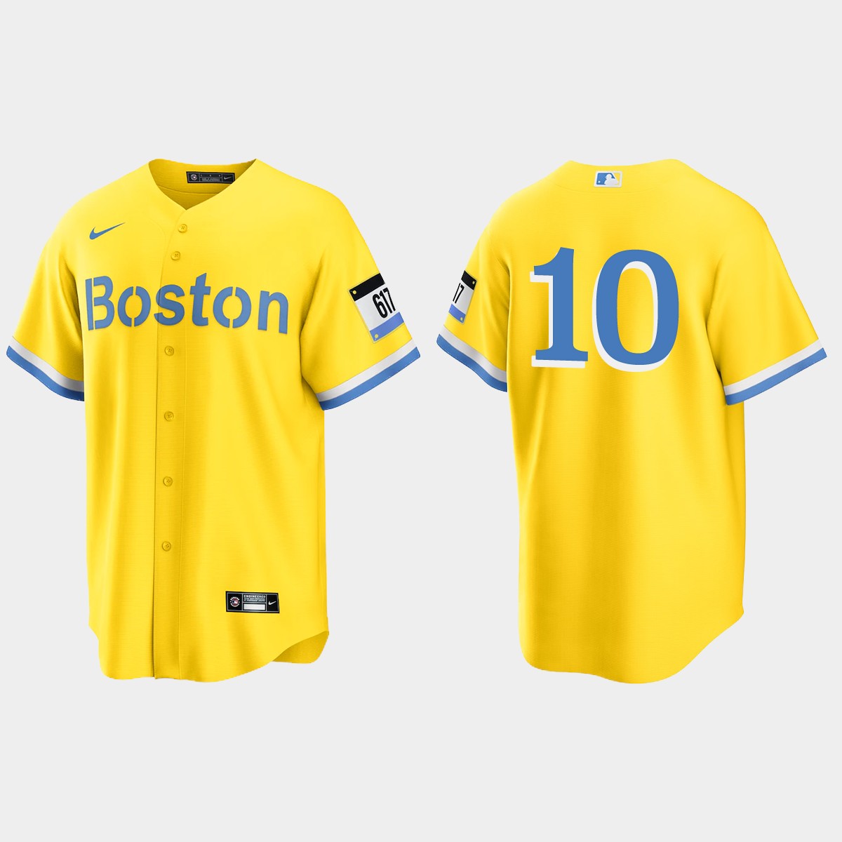 Boston Red Sox #10 Scott Hatteberg 2021 City Connect Jersey - Gold Light Blue