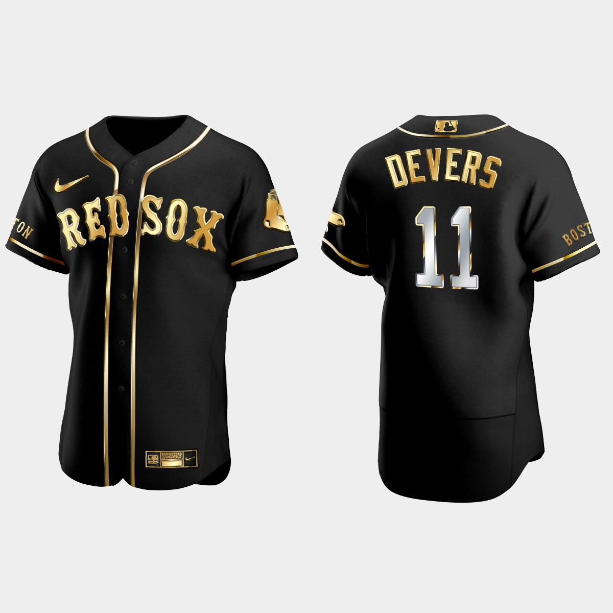 Boston Red Sox #11 Rafael Devers Golden Edition Jersey - Black