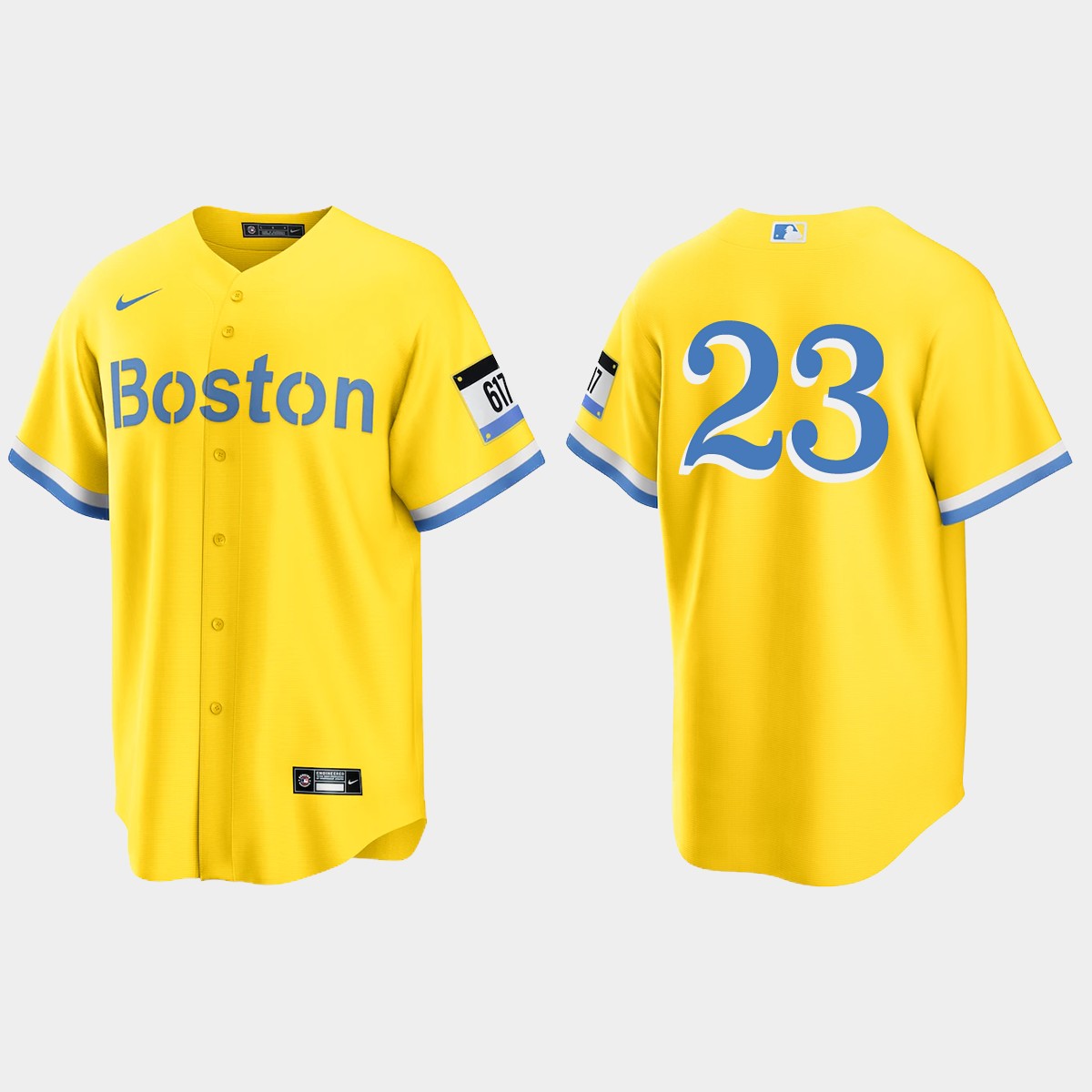 Boston Red Sox #23 Luis Tiant 2021 City Connect Jersey - Gold Light Blue