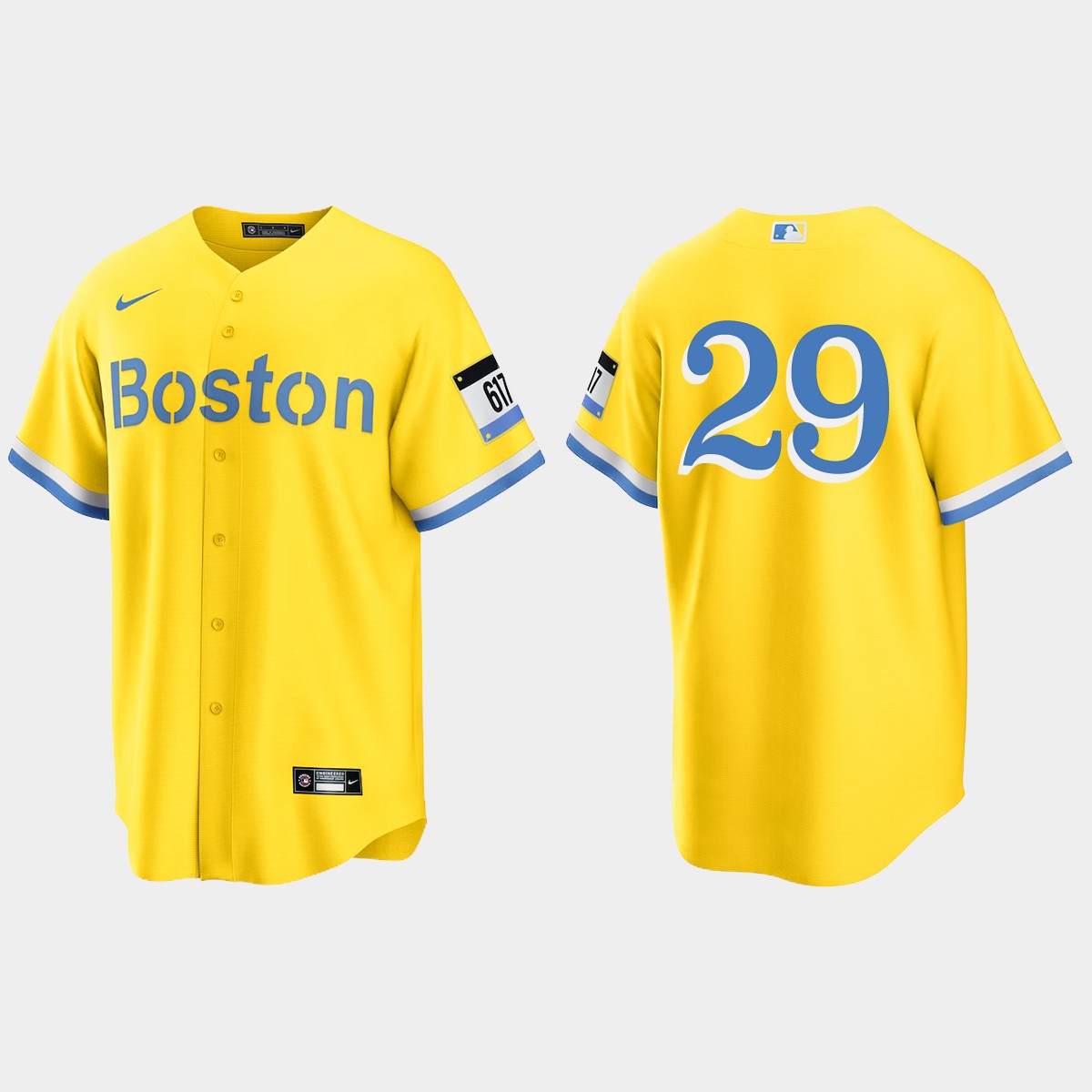 Boston Red Sox #29 Bobby Dalbec 2021 City Connect Jersey - Gold Light Blue