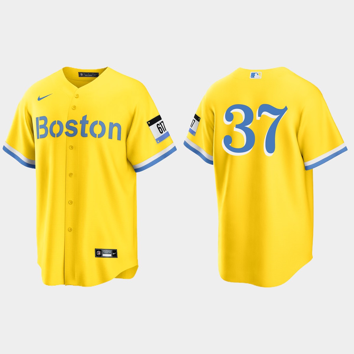 Boston Red Sox #37 Nick Pivetta 2021 City Connect Jersey - Gold Light Blue