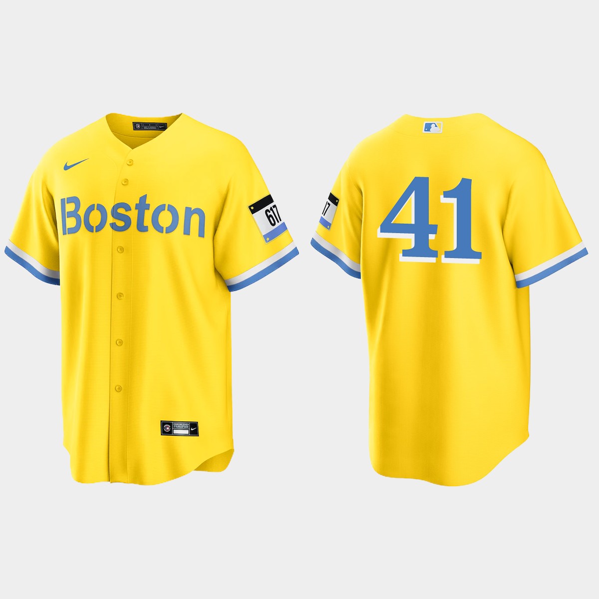Boston Red Sox #41 Chris Sale 2021 City Connect Jersey - Gold Light Blue