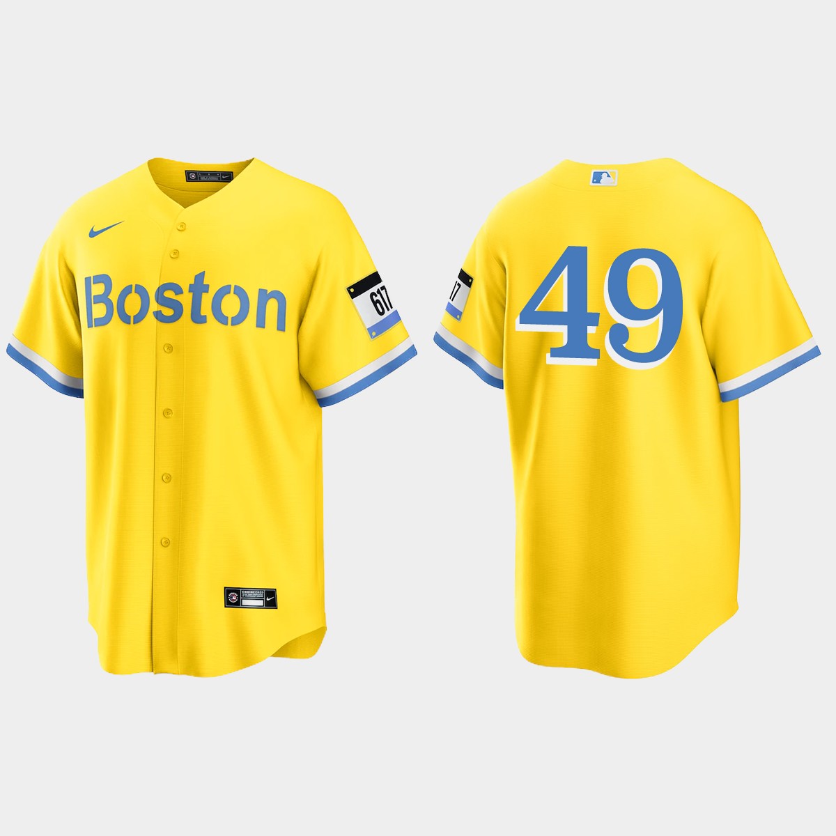 Boston Red Sox #49 Tim Wakefield 2021 City Connect Jersey - Gold Light Blue