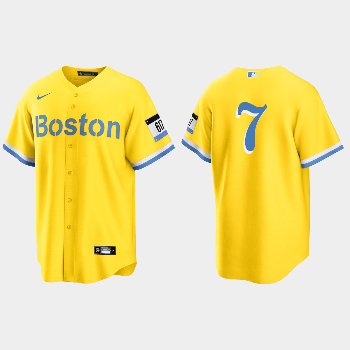 Boston Red Sox #7 Trot Nixon 2021 City Connect Jersey - Gold Light Blue