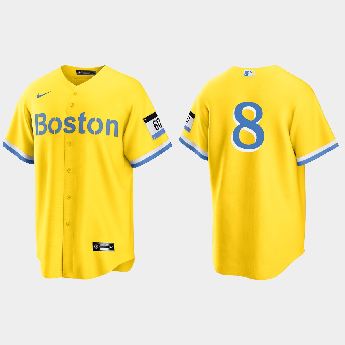 Boston Red Sox #8 Carl Yastrzemski 2021 City Connect Jersey - Gold Light Blue