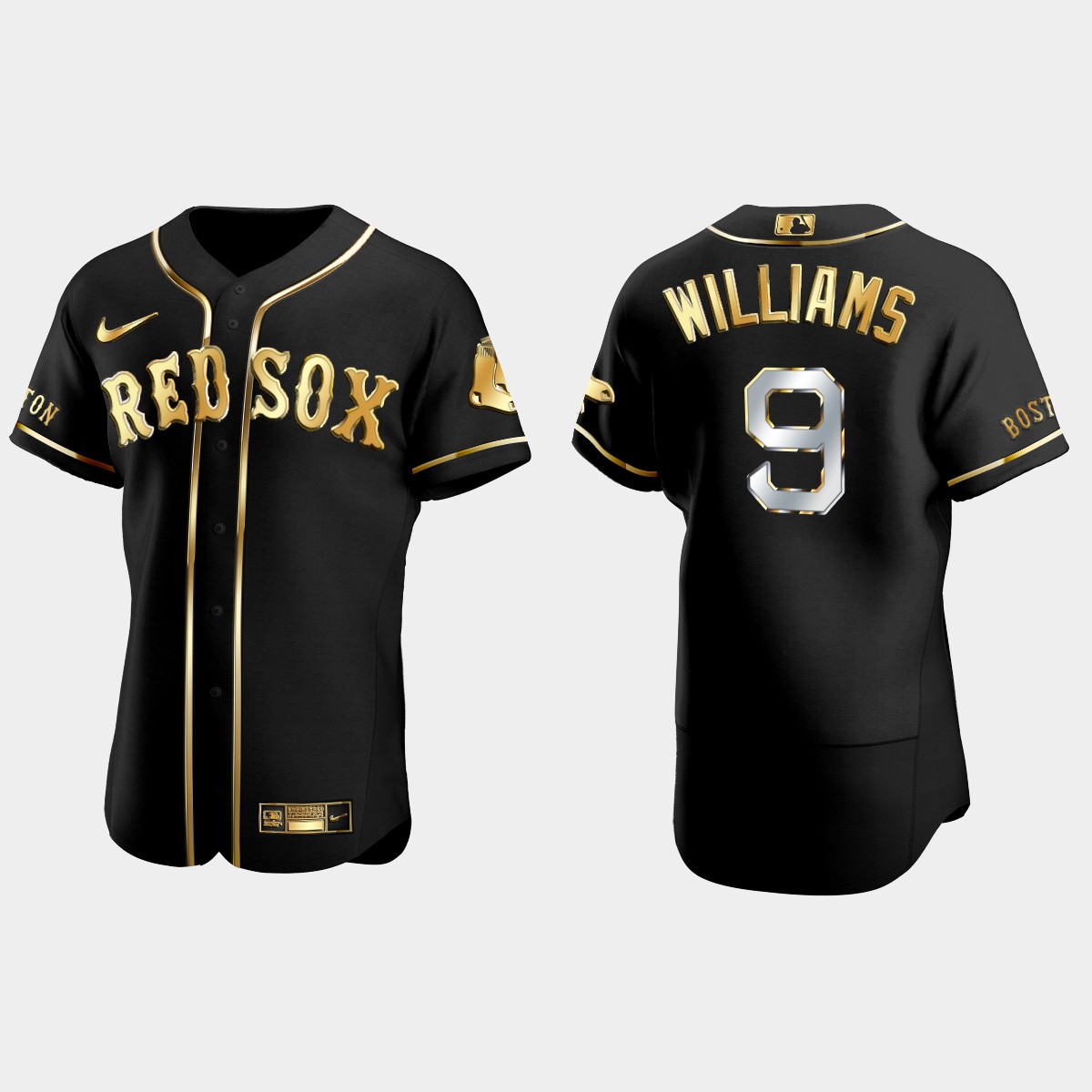 Boston Red Sox #9 Ted Williams Golden Edition Jersey - Black