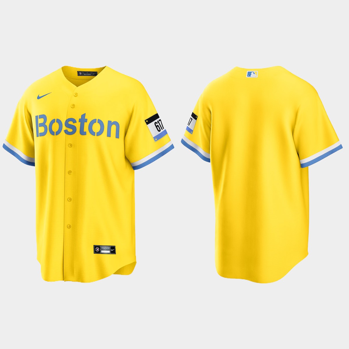 Boston Red Sox 2021 City Connect Jersey - Gold Light Blue