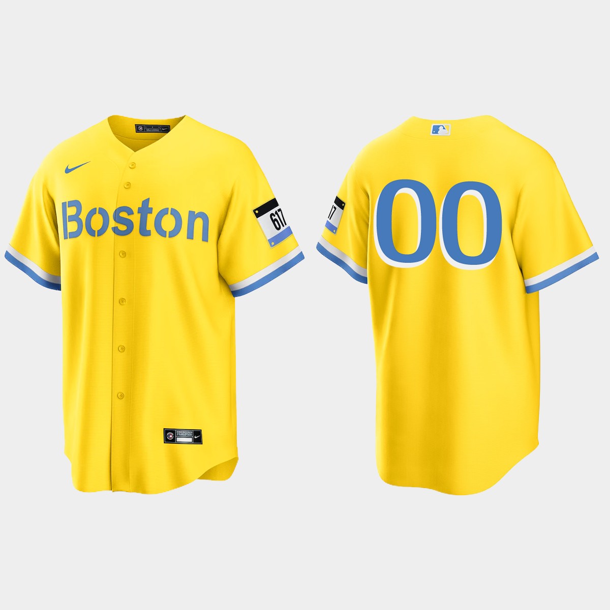 Boston Red Sox Custom 2021 City Connect Jersey - Gold Light Blue