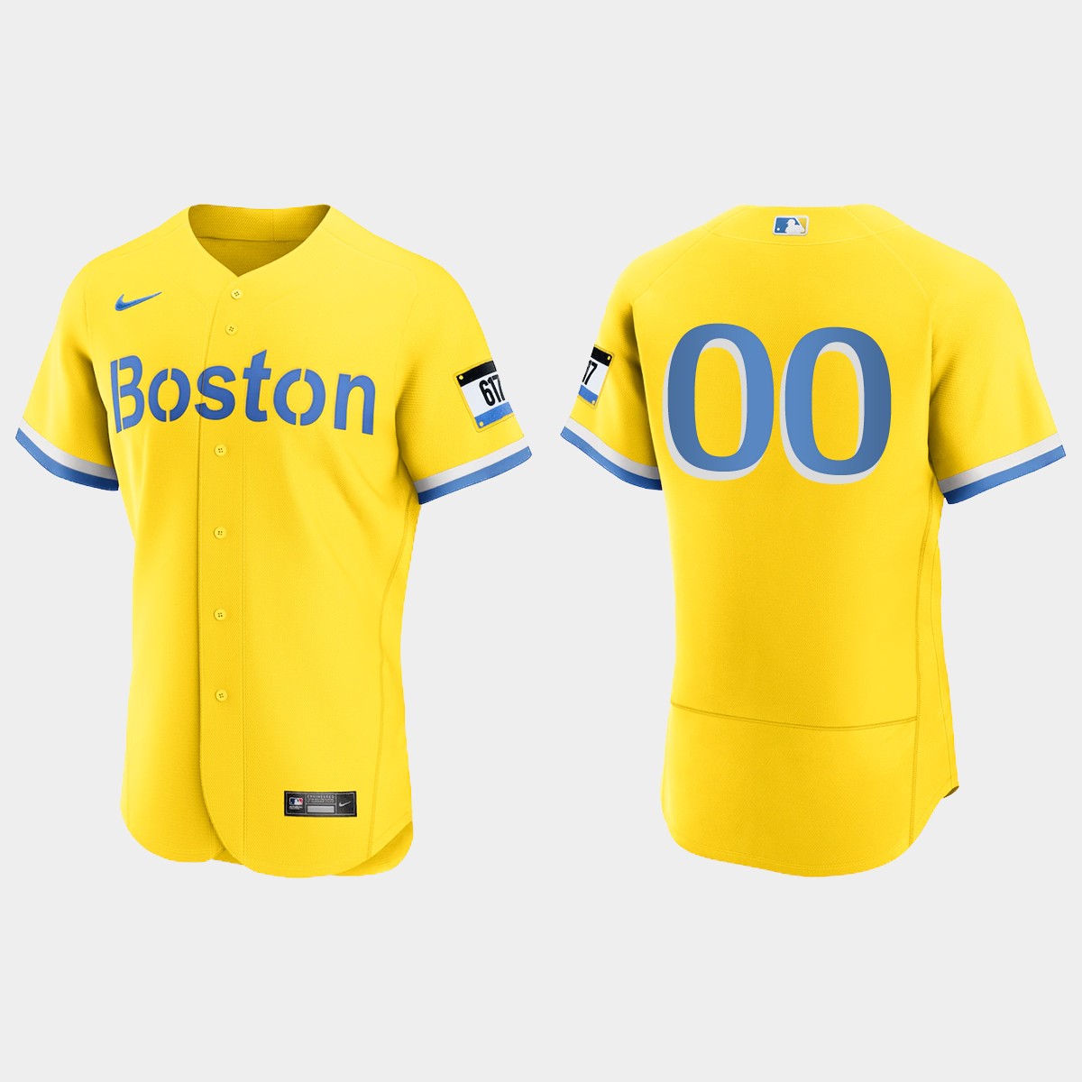 Boston Red Sox Custom 2021 City Connect Jersey - Gold Light Blue