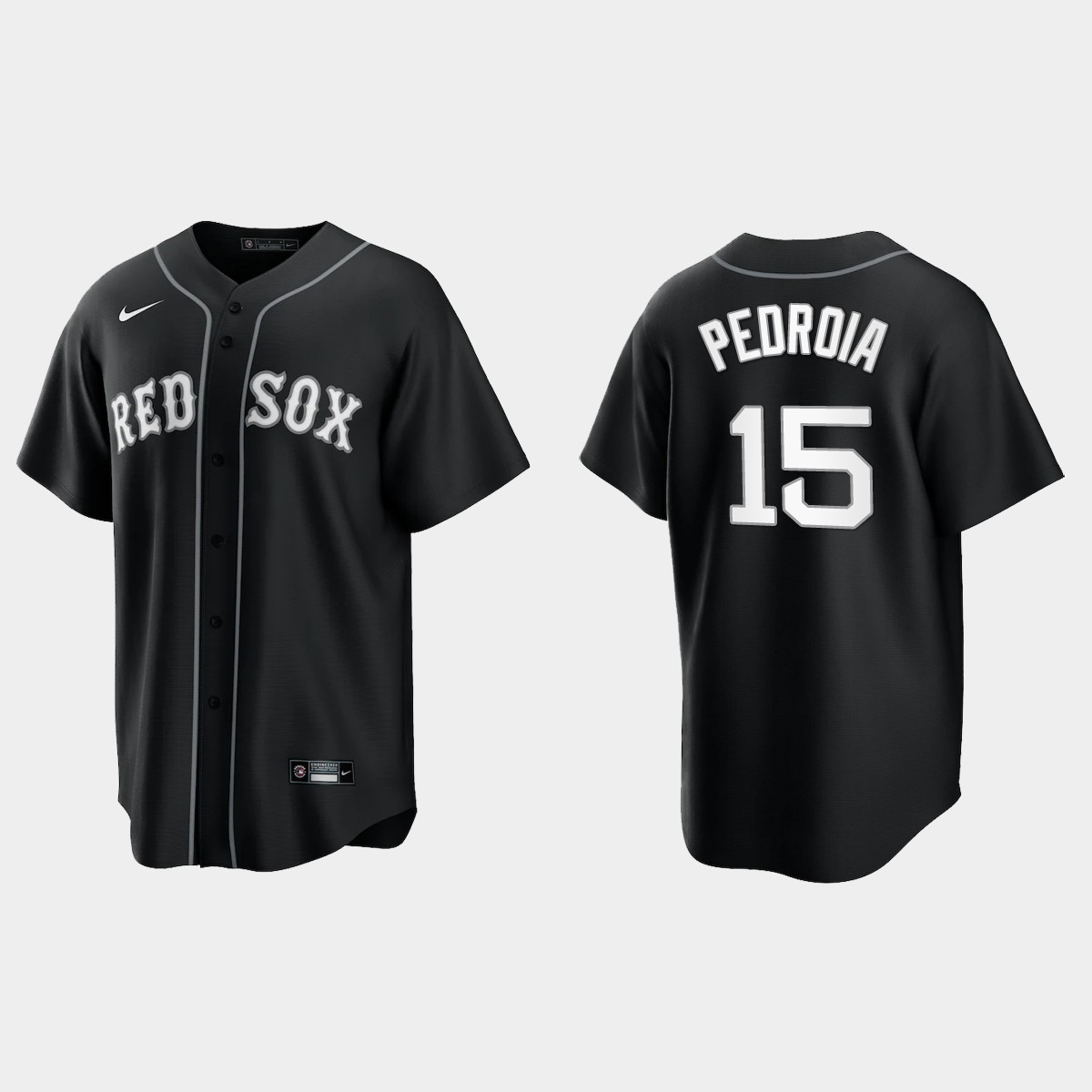 Boston Red Sox Dustin Pedroia 2021 All Black Fashion Jersey - Black White