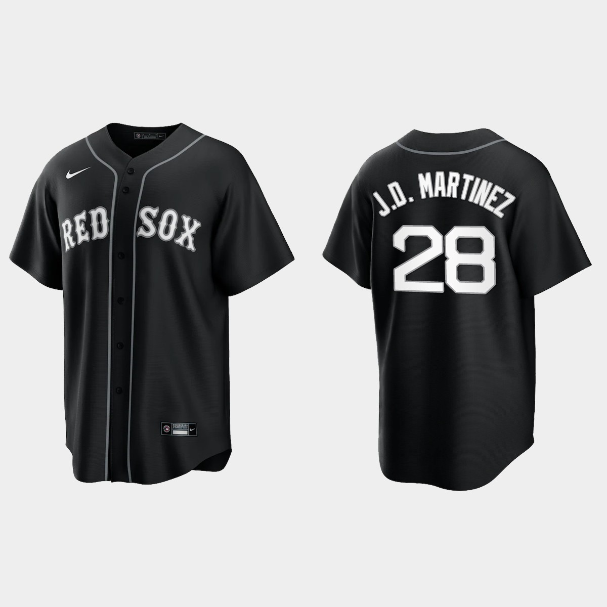 Boston Red Sox J.D. Martinez 2021 All Black Fashion Jersey - Black White