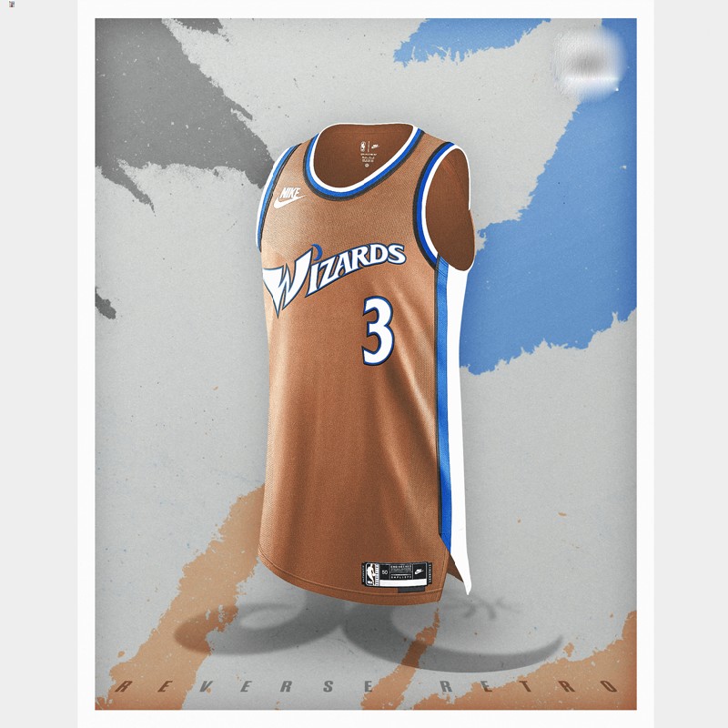 Bradley Beal Washington Wizards Gold #3 Jersey NBA Reverse Retro