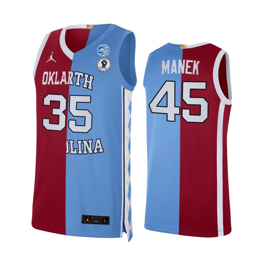 Brady Manek Carolina X Oklahoma Maroon Blue Jersey Dual Teams Split College
