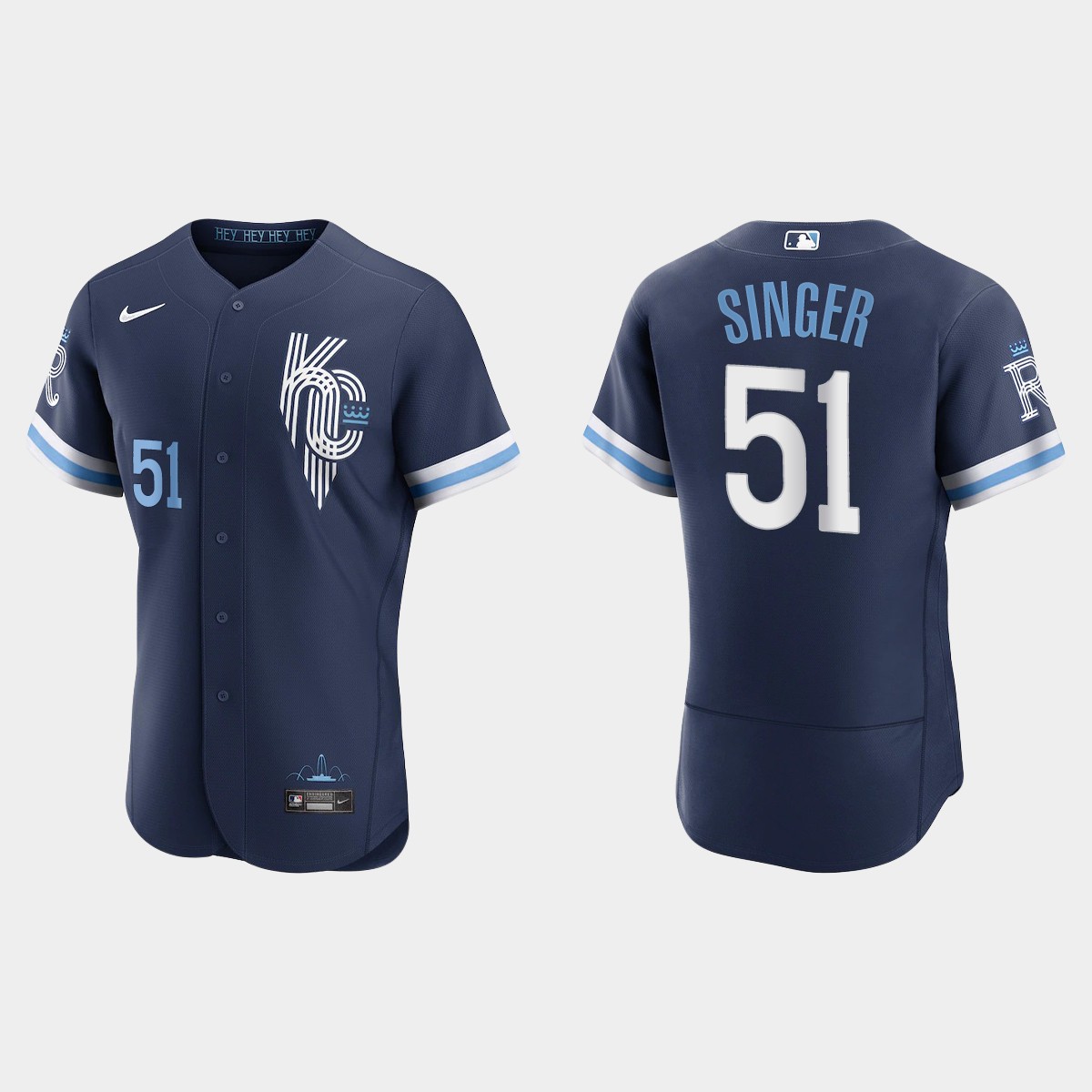 Brady Singer Kansas City Royals 2022 City Connect Jersey - Navy