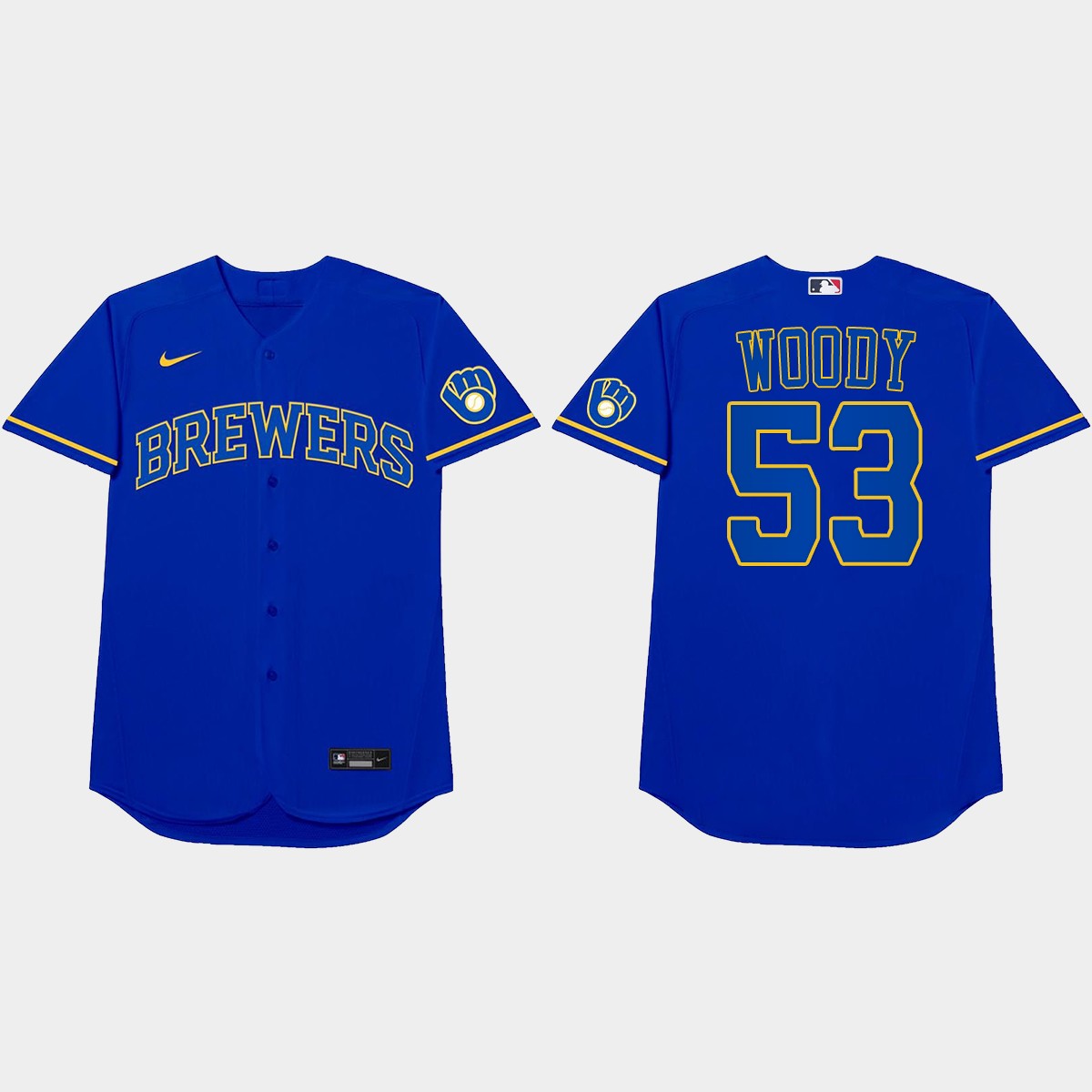 Brandon Woodruff Nickname Brewers 2021 Players' Weekend Woody Jersey - Royal