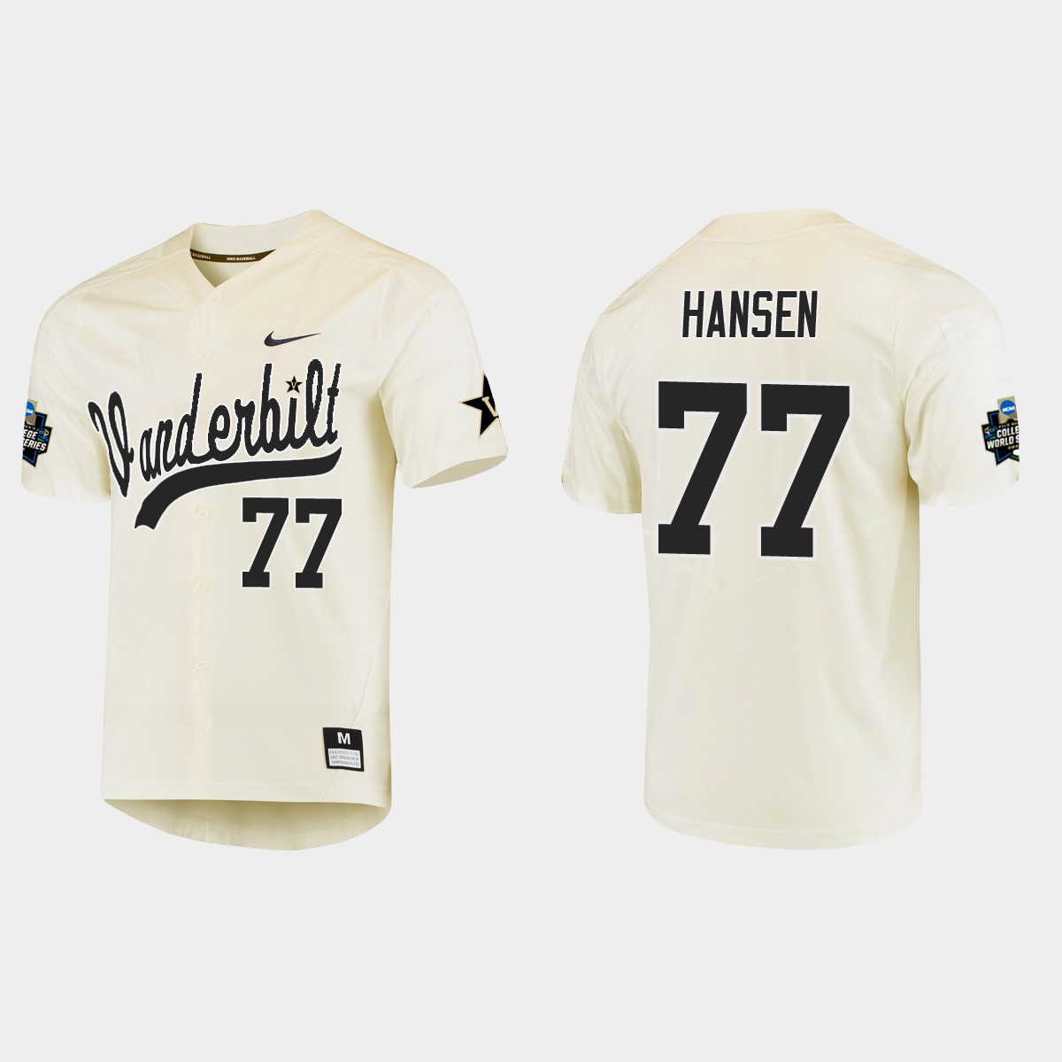 Brett Hansen Vanderbilt Commodores College World Series  Jersey - Cream