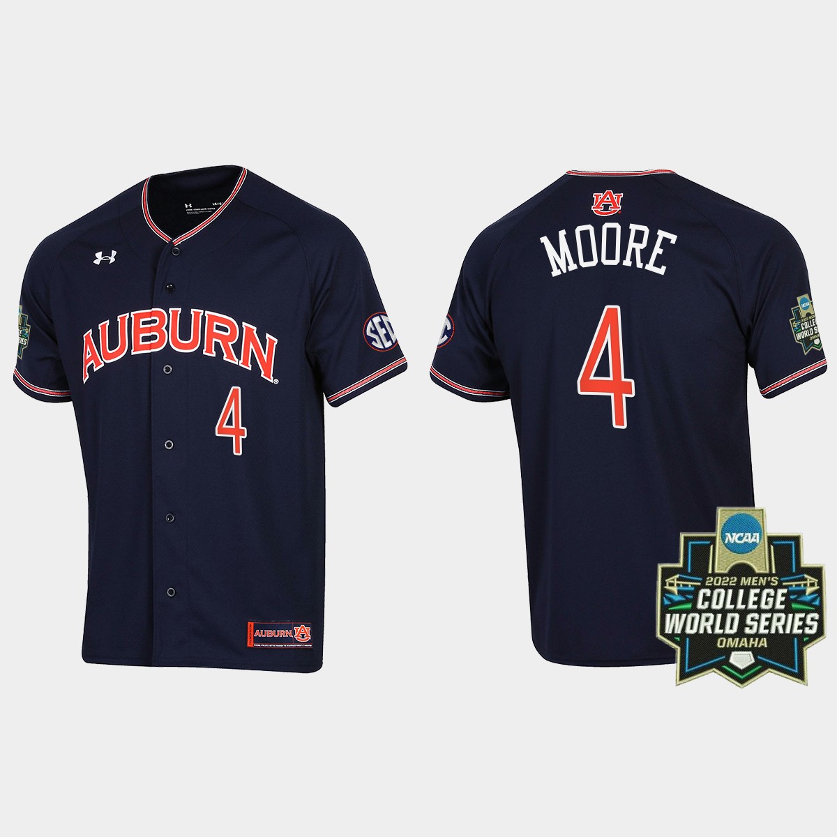 Brody Moore Auburn Tigers 2022 World Series  Jersey - Navy