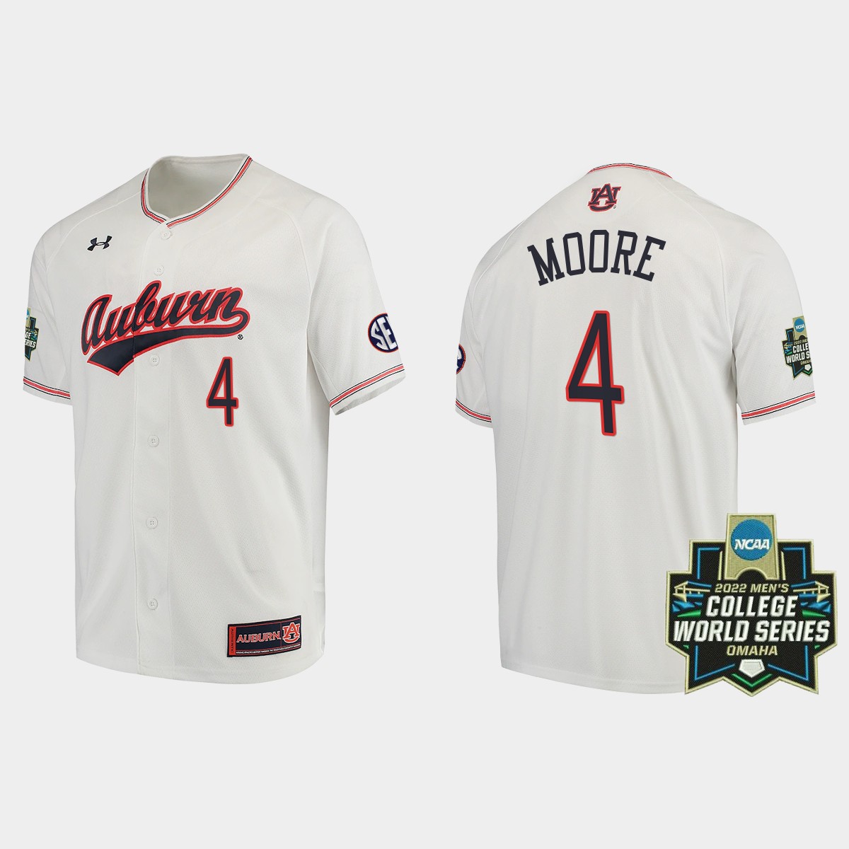 Brody Moore Auburn Tigers 2022 World Series  Jersey - White